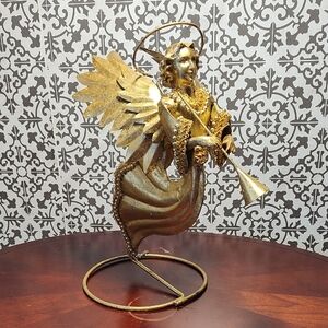 Gold Angel Figurine with Trumpet